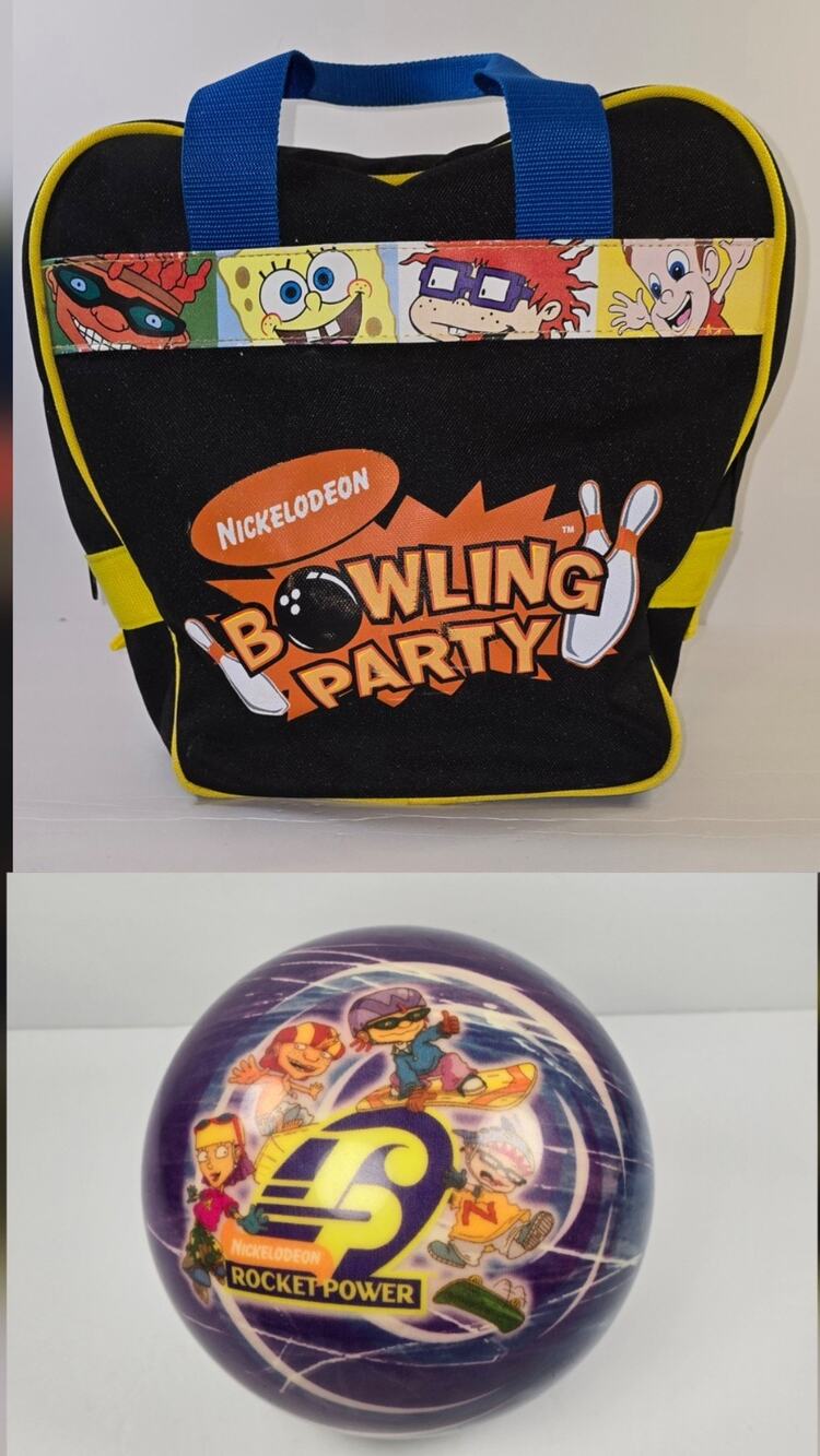 Vintage Nickelodeon Rocket Power Bowling Ball & Bowling Party Bag
